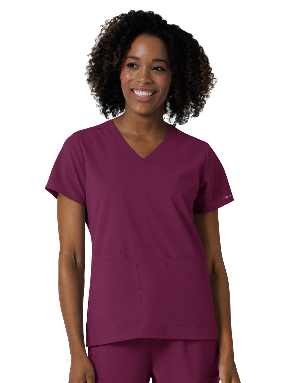 Women's Three-Pocket V-Neck Scrub Top - 6180 - Wine