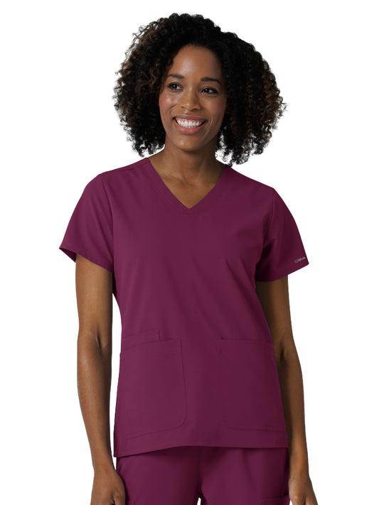 Women's Three-Pocket V-Neck Scrub Top - 6180 - Wine