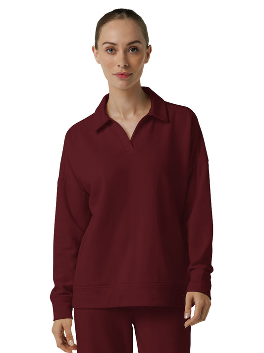 Women's Relaxed Pullover Polo - 6189 - Burgundy