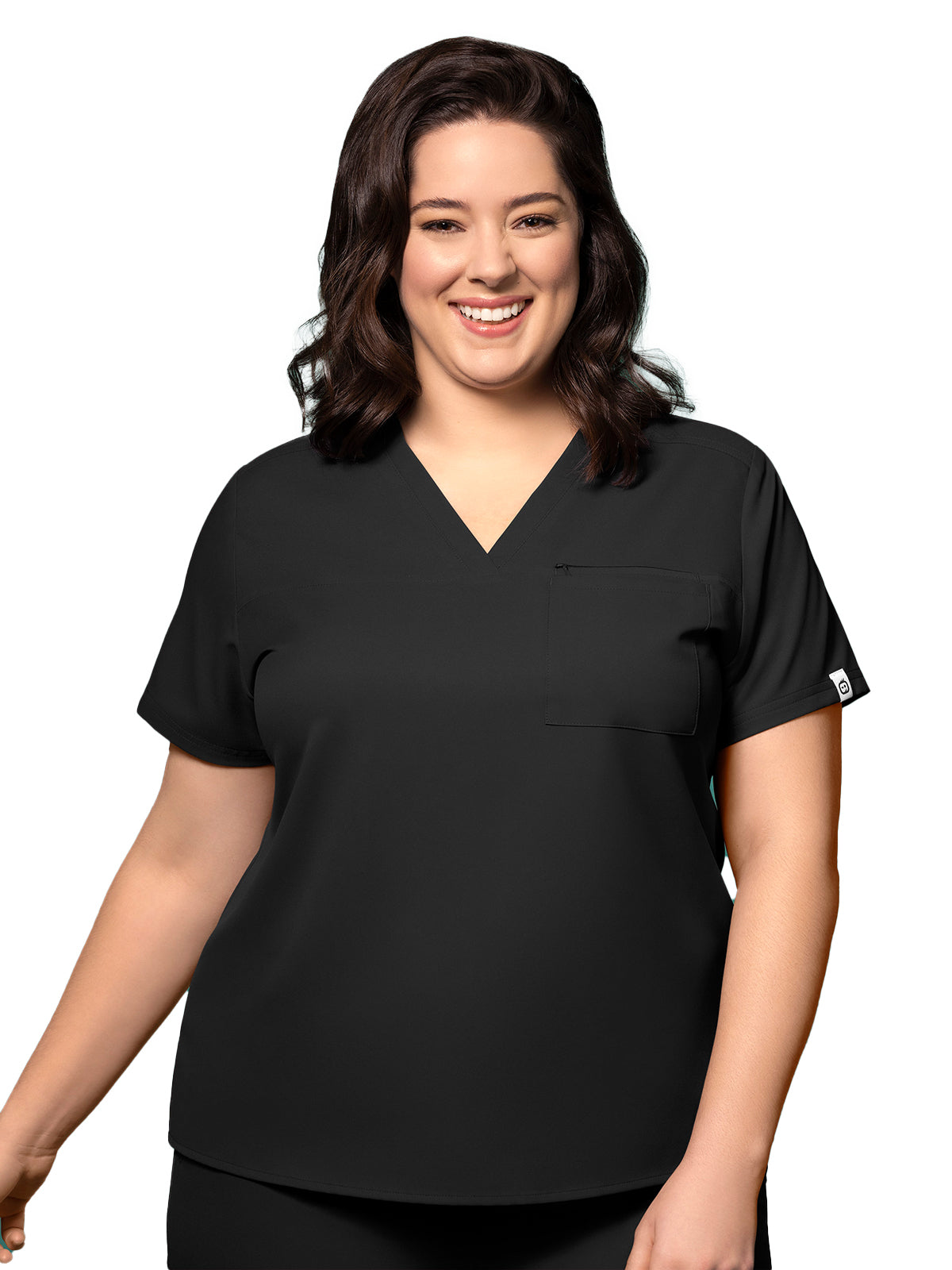 Women's Two-Pocket V-Neck Top - 6222 - Black