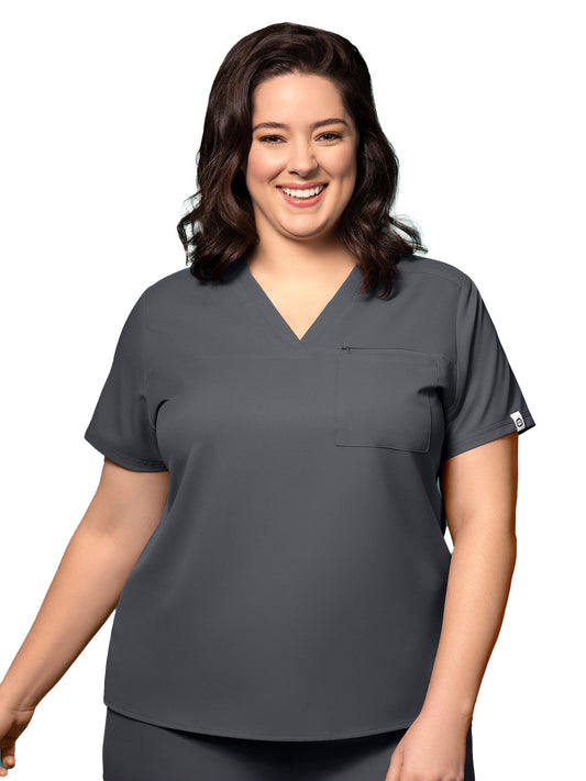 Women's Two-Pocket V-Neck Top - 6222 - Pewter