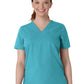 Women's Two-Pocket V-Neck Top - 6222 - Teal Blue