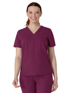 Women's Two-Pocket V-Neck Top - 6222 - Wine