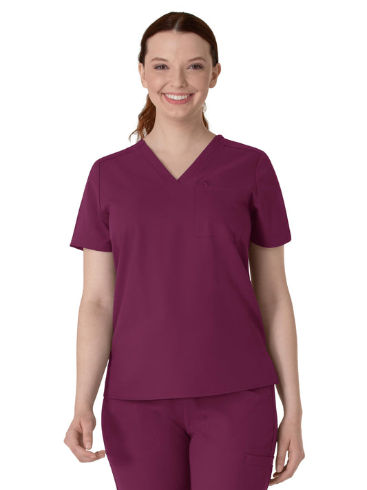 Women's Two-Pocket V-Neck Top - 6222 - Wine