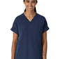Women's Two-Pocket Drop Shoulder Boxy V-Neck Top - 6232 - Navy