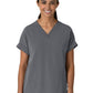 Women's Two-Pocket Drop Shoulder Boxy V-Neck Top - 6232 - Pewter