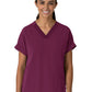 Women's Two-Pocket Drop Shoulder Boxy V-Neck Top - 6232 - Wine