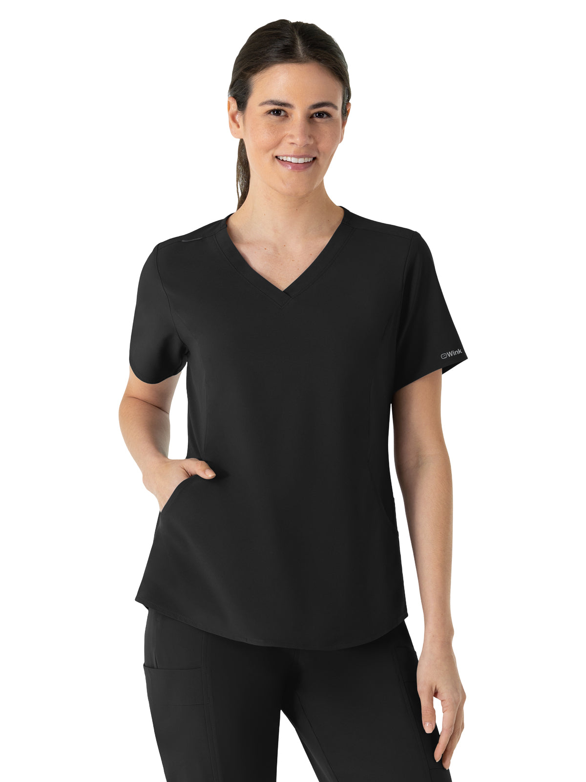 Women's Four-Pocket V-Neck Scrub Top - 6254 - Black