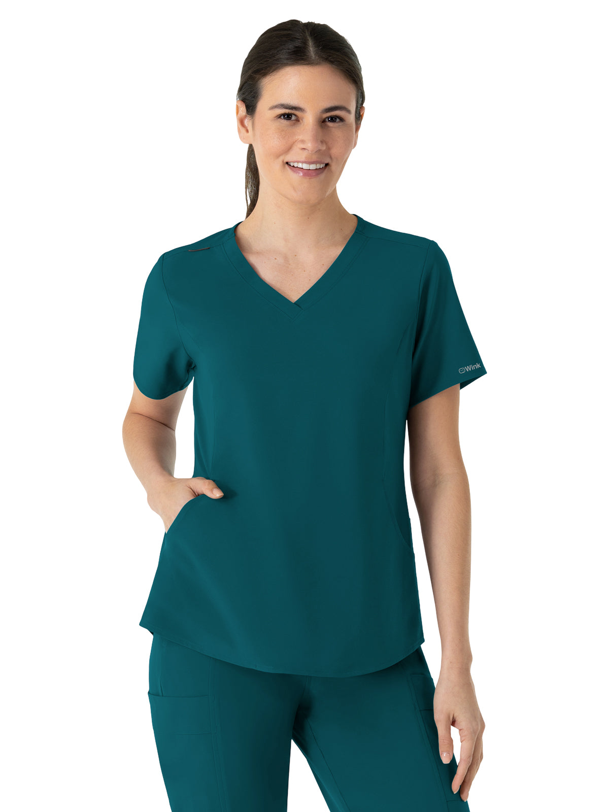 Women's Four-Pocket V-Neck Scrub Top - 6254 - Caribbean