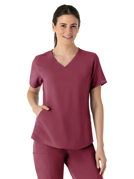 Women's Four-Pocket V-Neck Scrub Top - 6254 - Carnation