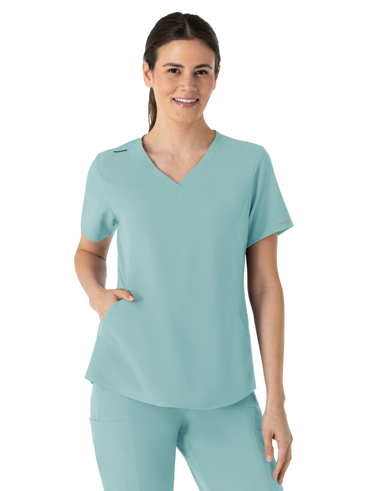 Women's Four-Pocket V-Neck Scrub Top - 6254 - Coastal Blue
