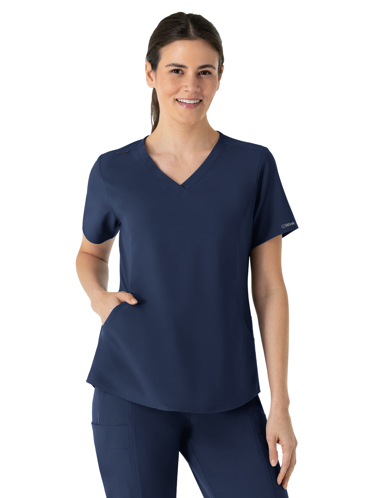 Women's Four-Pocket V-Neck Scrub Top - 6254 - Navy