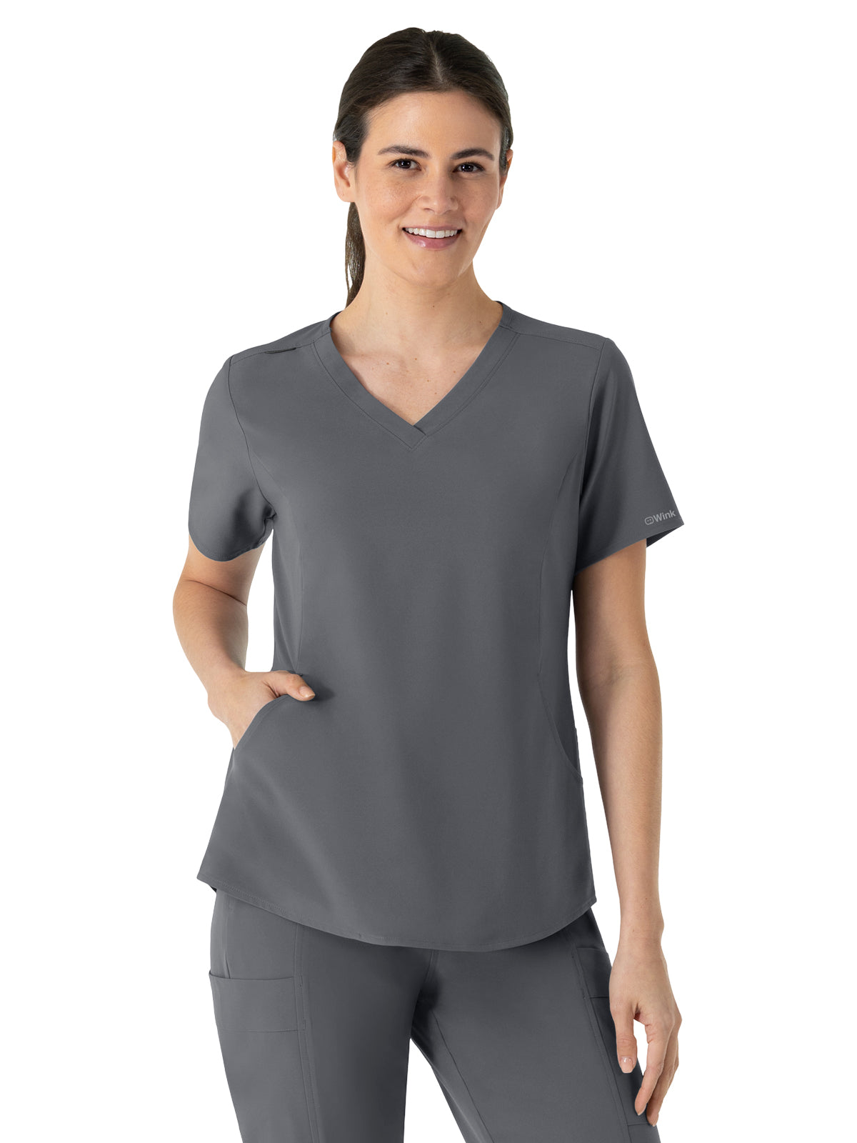Women's Four-Pocket V-Neck Scrub Top - 6254 - Pewter