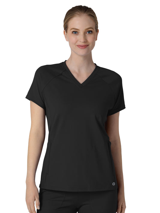 Women's Four-Pocket Flex-n-Reach V-Neck Raglan Top - 6259 - Black