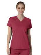 Women's Four-Pocket Flex-n-Reach V-Neck Raglan Top - 6259 - Ruby