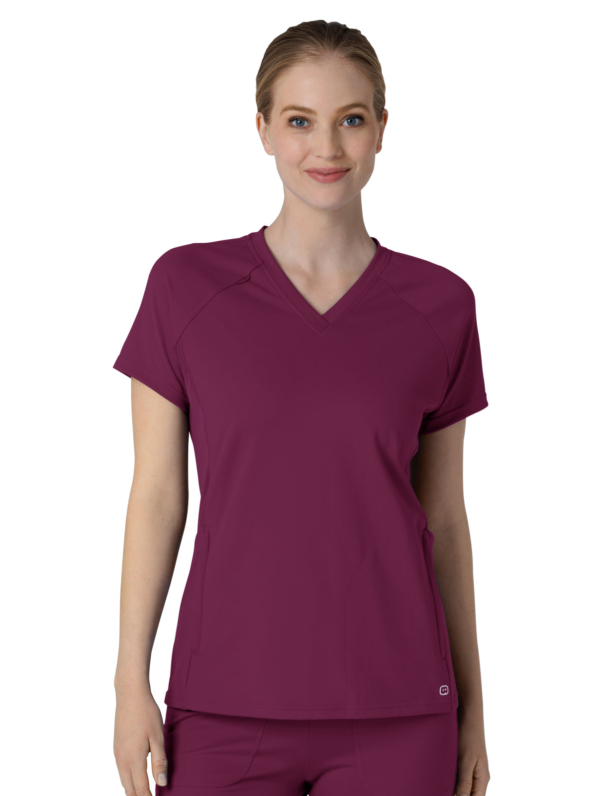 Women's Four-Pocket Flex-n-Reach V-Neck Raglan Top - 6259 - Wine