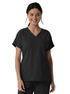 Women's Three-Pocket Drop Shoulder Tunic Scrub Top - 6280 - Black