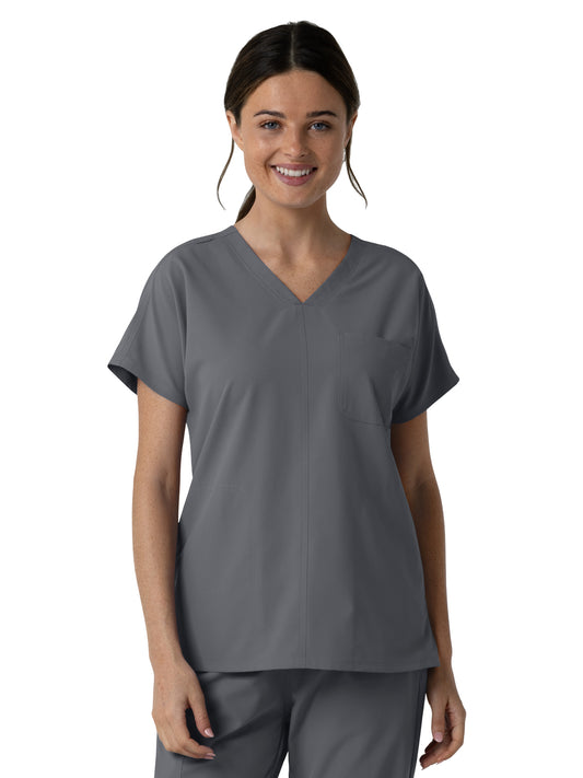 Women's Three-Pocket Drop Shoulder Tunic Scrub Top - 6280 - Pewter