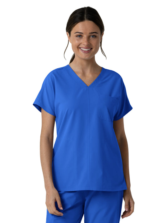 Women's Three-Pocket Drop Shoulder Tunic Scrub Top - 6280 - Royal