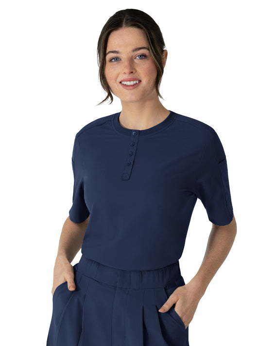Women's Two-Pocket Tuck-In Henley Scrub Top - 6354 - Navy