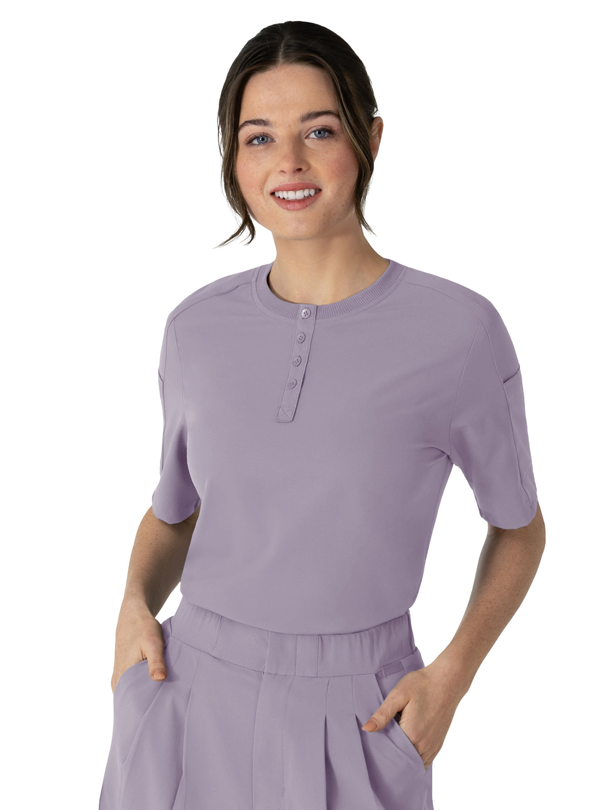 Women's Two-Pocket Tuck-In Henley Scrub Top - 6354 - Wisteria