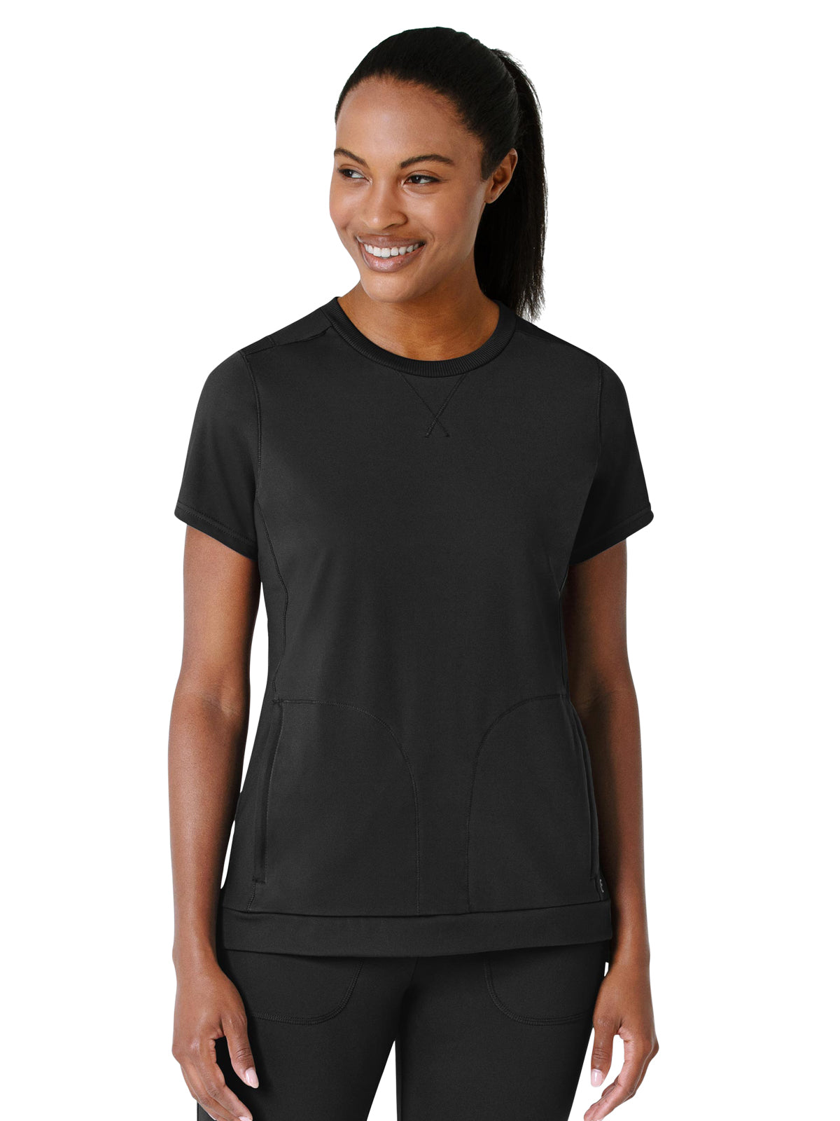 Women's Two-Pocket Flex-n-Reach Crew Neck Top - 6359 - Black