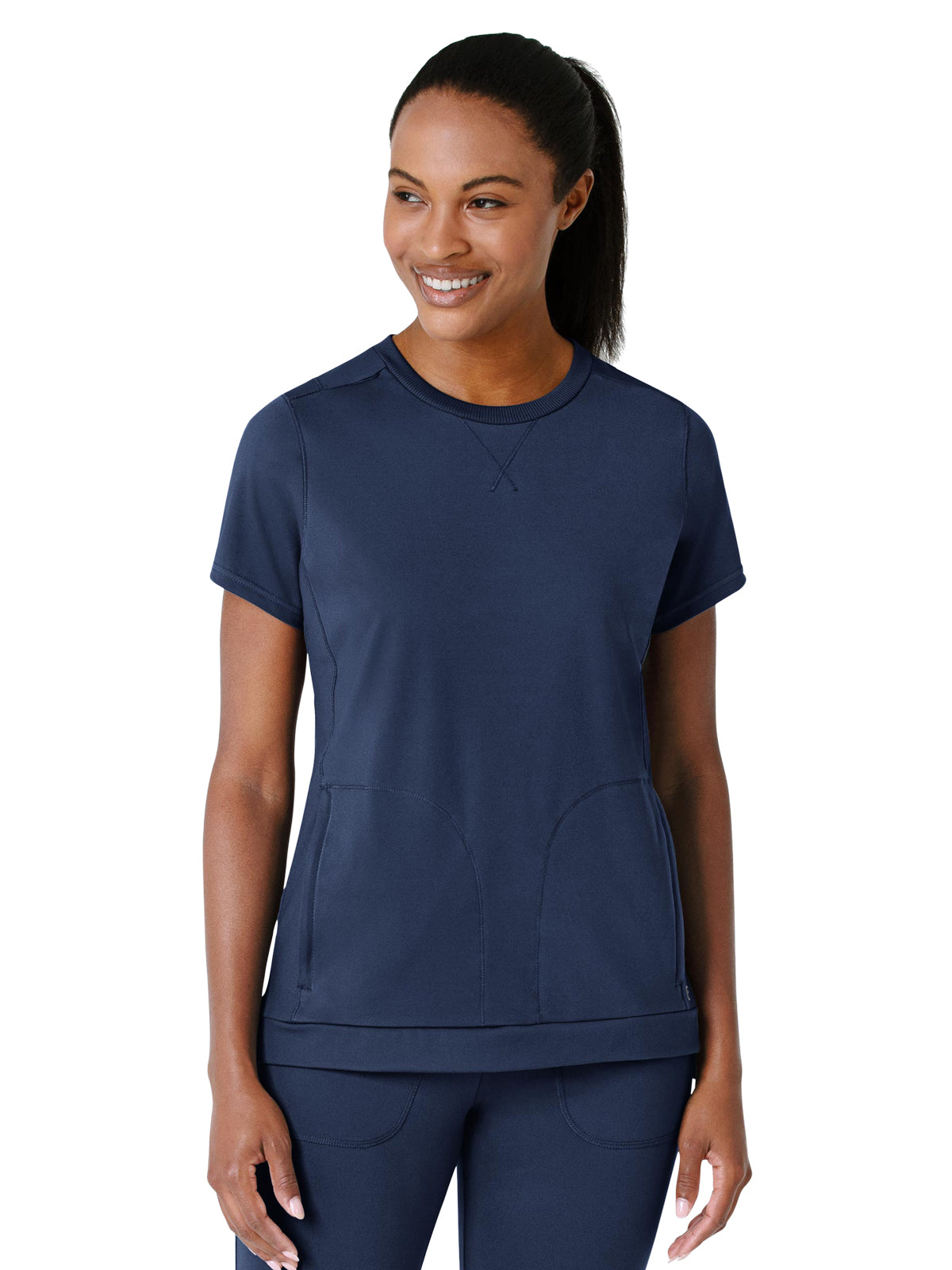 Women's Two-Pocket Flex-n-Reach Crew Neck Top - 6359 - Navy