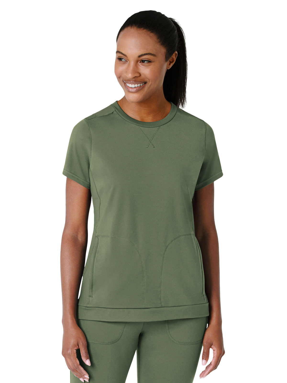 Women's Two-Pocket Flex-n-Reach Crew Neck Top - 6359 - Olive