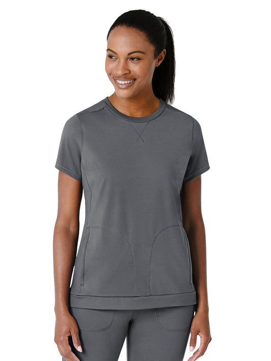 Women's Two-Pocket Flex-n-Reach Crew Neck Top - 6359 - Pewter