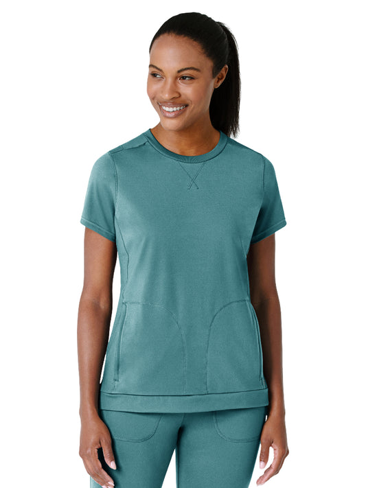 Women's Two-Pocket Flex-n-Reach Crew Neck Top - 6359 - Vintage Teal