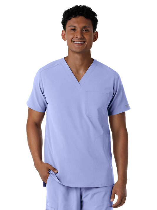 Men's Three-Pocket V-Neck Scrub Top - 6380 - Ceil Blue