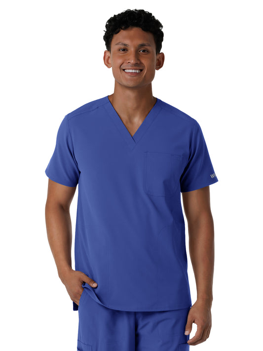 Men's Three-Pocket V-Neck Scrub Top - 6380 - Galaxy Blue