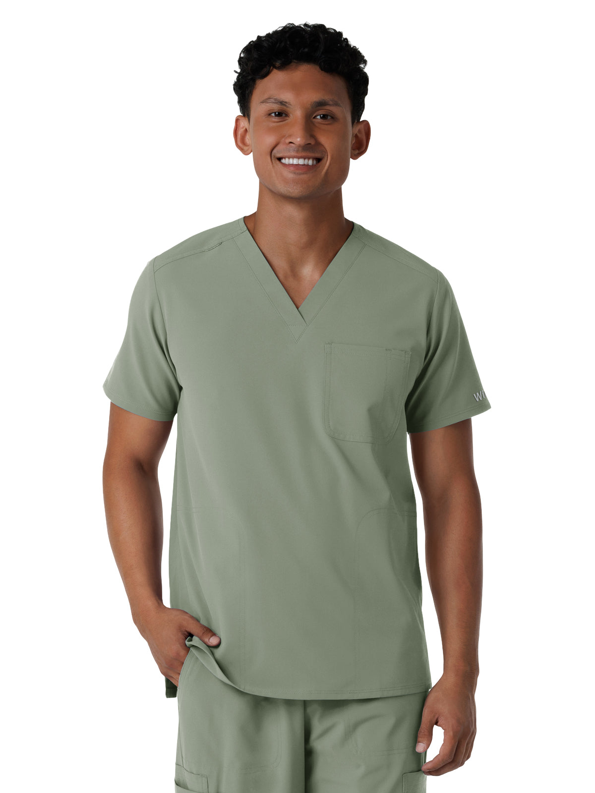 Men's Three-Pocket V-Neck Scrub Top - 6380 - Sage