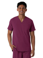 Men's Three-Pocket V-Neck Scrub Top - 6380 - Wine
