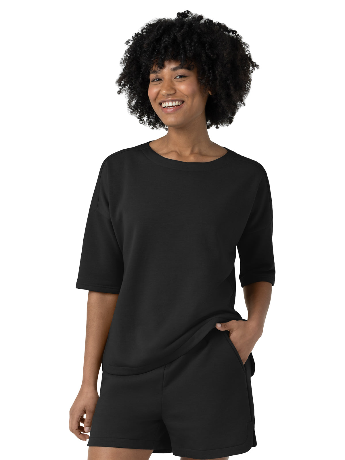 Women's Relaxed Pullover Sweatshirt - 6389 - Black