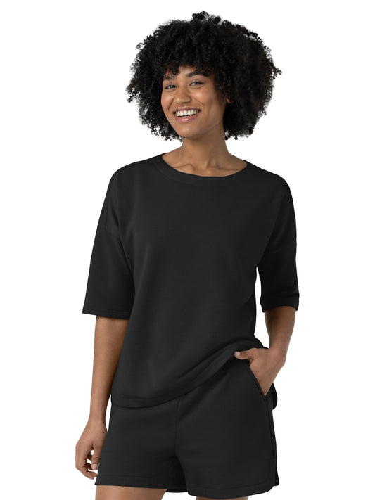 Women's Relaxed Pullover Sweatshirt - 6389 - Black