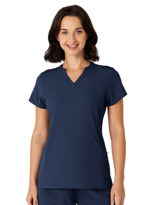 Women's Two-Pocket Flex-n-Reach V-Neck Top - 6432 - Navy