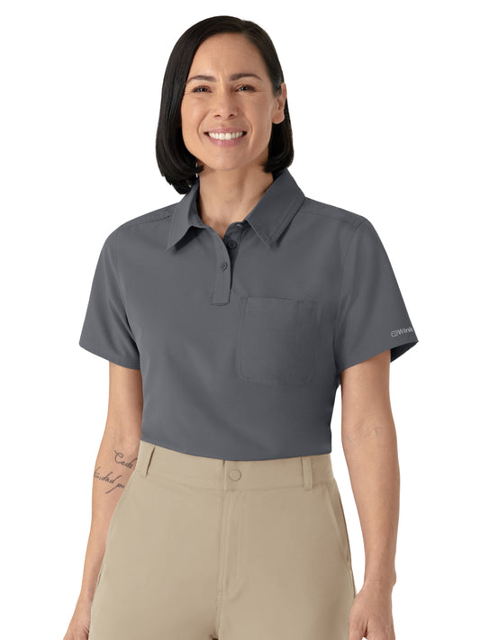 Women's One-Pocket Scrub Polo - 6480 - Pewter