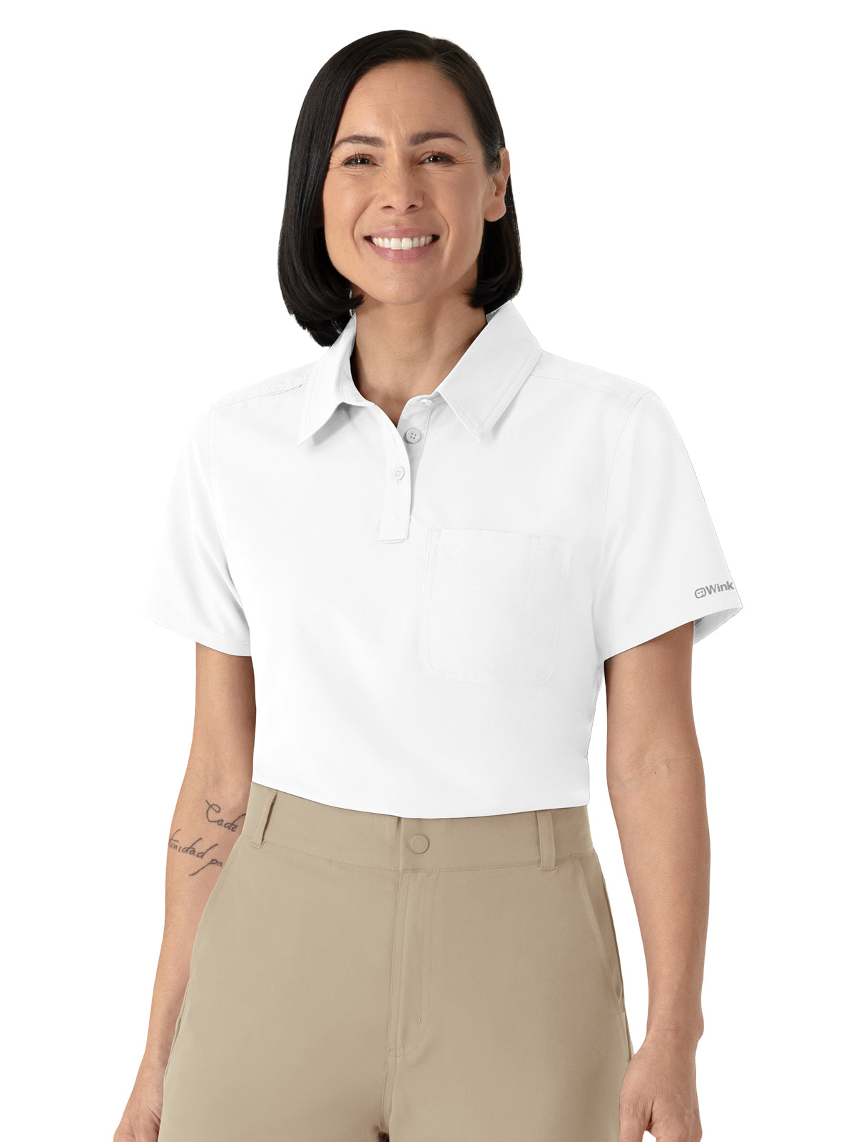 Women's One-Pocket Scrub Polo - 6480 - White
