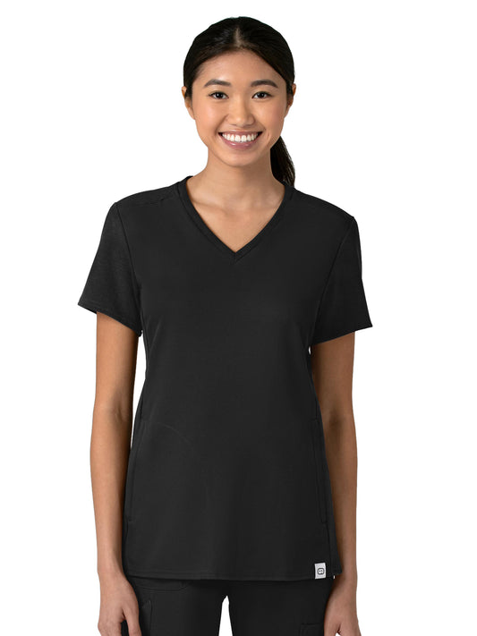 Women's Two-Pocket Flex-n-Reach V-Neck Top - 6522 - Black