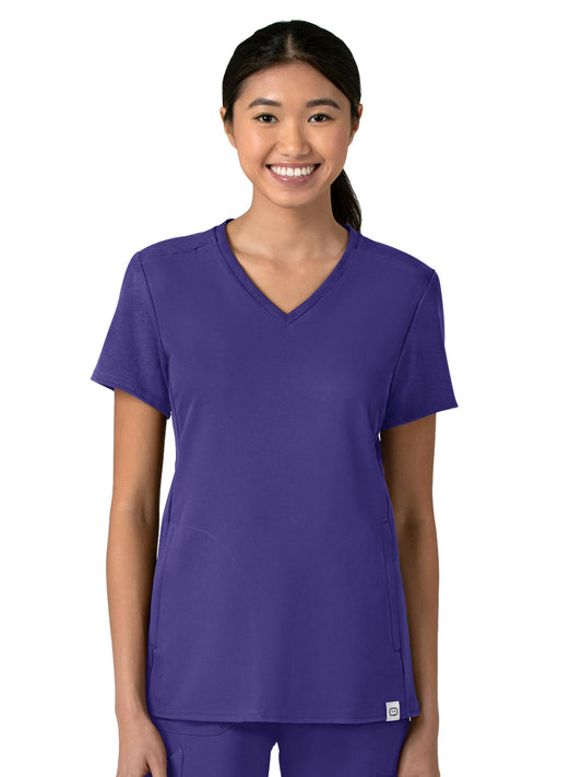 Women's Two-Pocket Flex-n-Reach V-Neck Top - 6522 - Grape