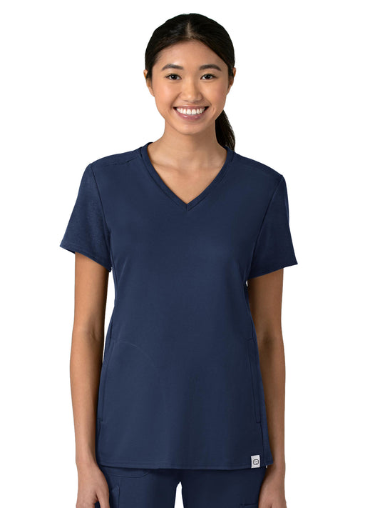 Women's Two-Pocket Flex-n-Reach V-Neck Top - 6522 - Navy