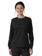 Women's One-Pocket Classic Long Sleeve Scrub Tee - 6551 - Black