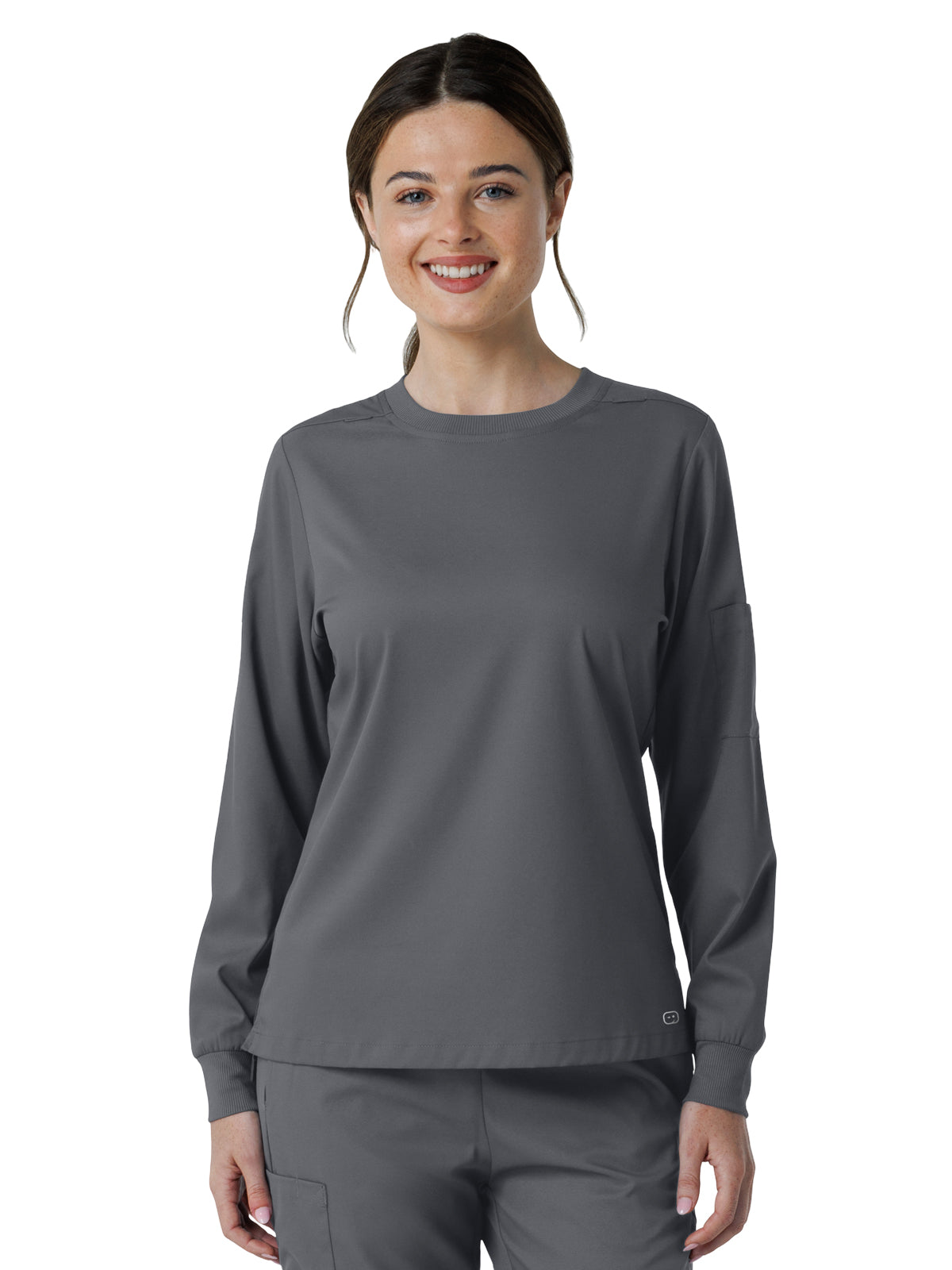 Women's One-Pocket Classic Long Sleeve Scrub Tee - 6551 - Pewter