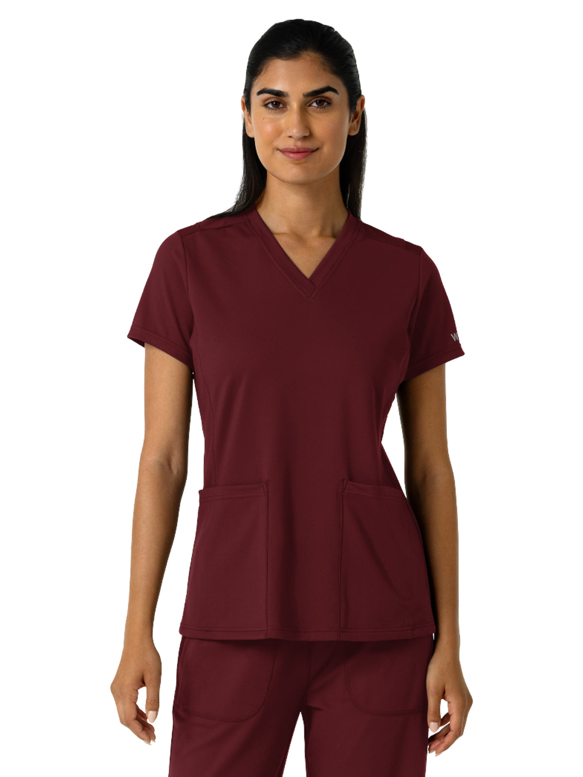 Women's Two-Pocket V-Neck Scrub Top - 6559 - Burgundy