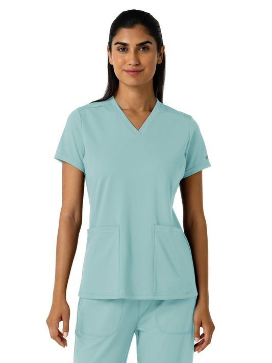 Women's Two-Pocket V-Neck Scrub Top - 6559 - Coastal Blue