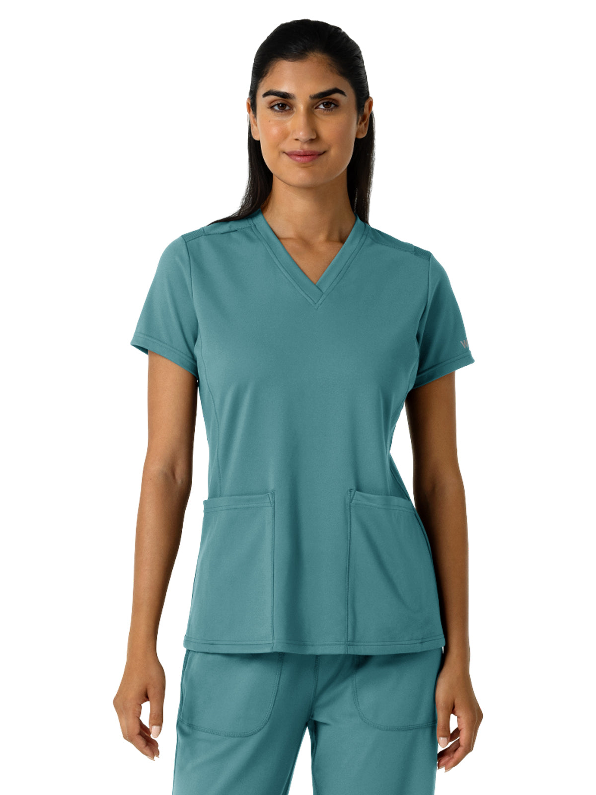 Women's Two-Pocket V-Neck Scrub Top - 6559 - Vintage Teal