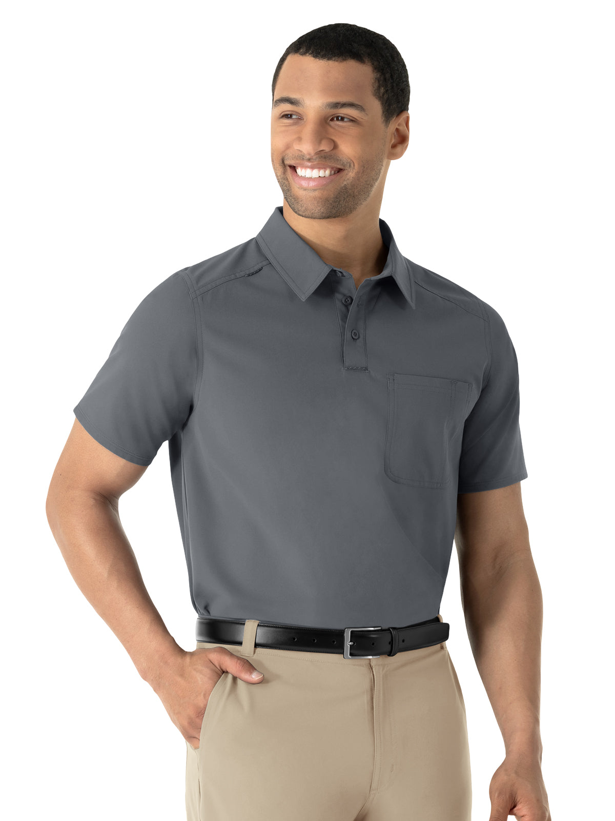 Men's Two-Pocket Scrub Polo - 6580 - Pewter