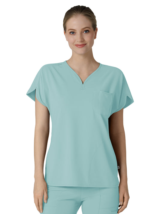 Women's Three-Pocket Y-Neck Dolman Top - 6634 - Coastal Blue