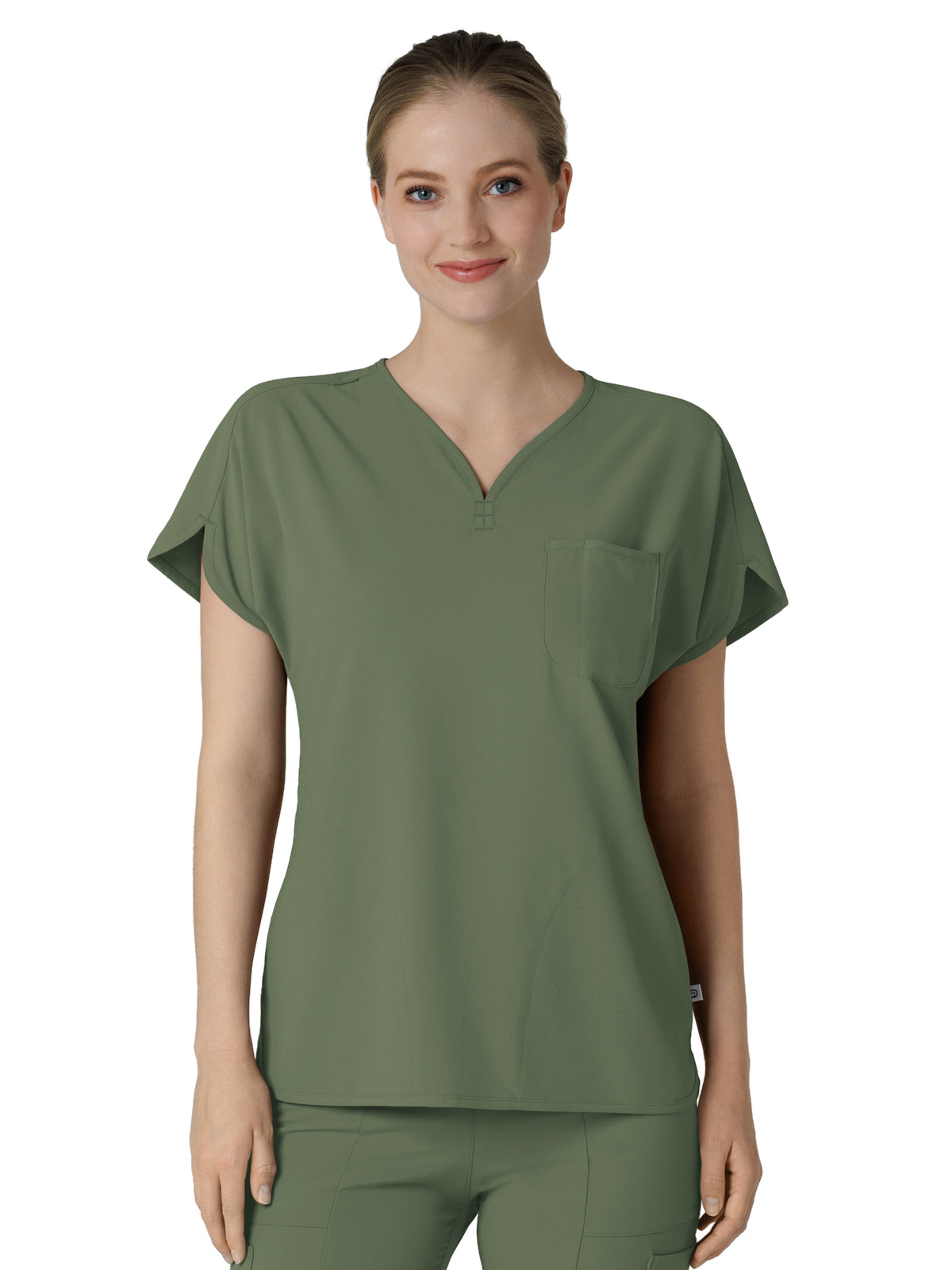 Women's Three-Pocket Y-Neck Dolman Top - 6634 - Olive